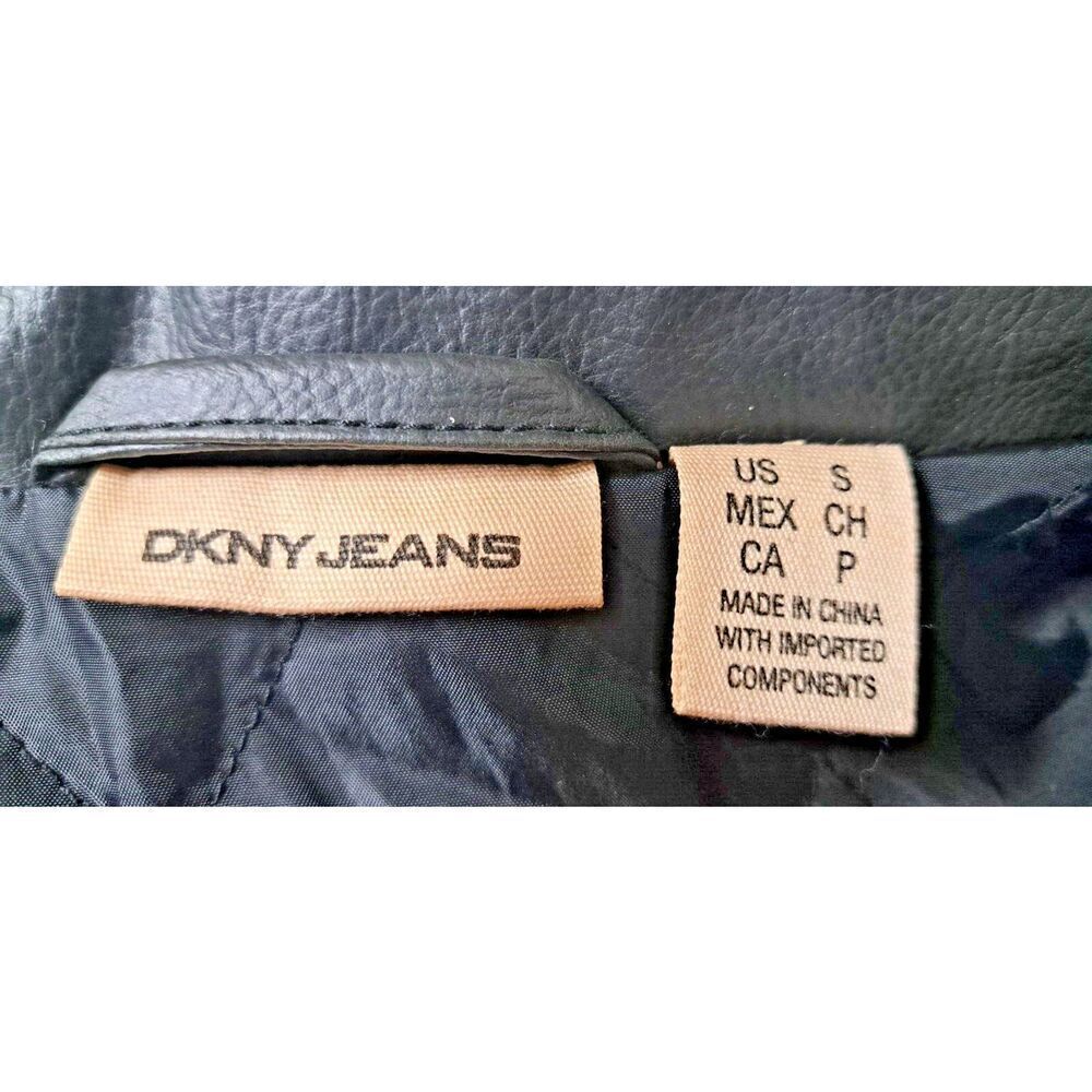 DKNY Jacket‎ Size Smalll Black Faux-Leather  Studded Moto Quilted Lining - Picture 10 of 11
